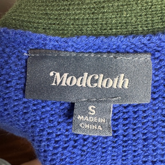 ModCloth Royal Blue Colorblock Cardigan - S - Picture 2 of 3